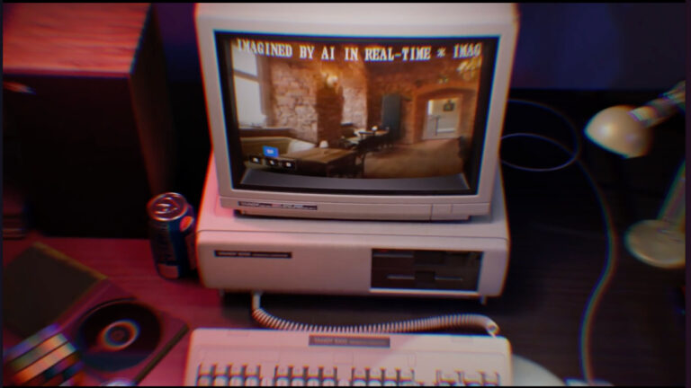 An old computer rendering an AI-generated video.