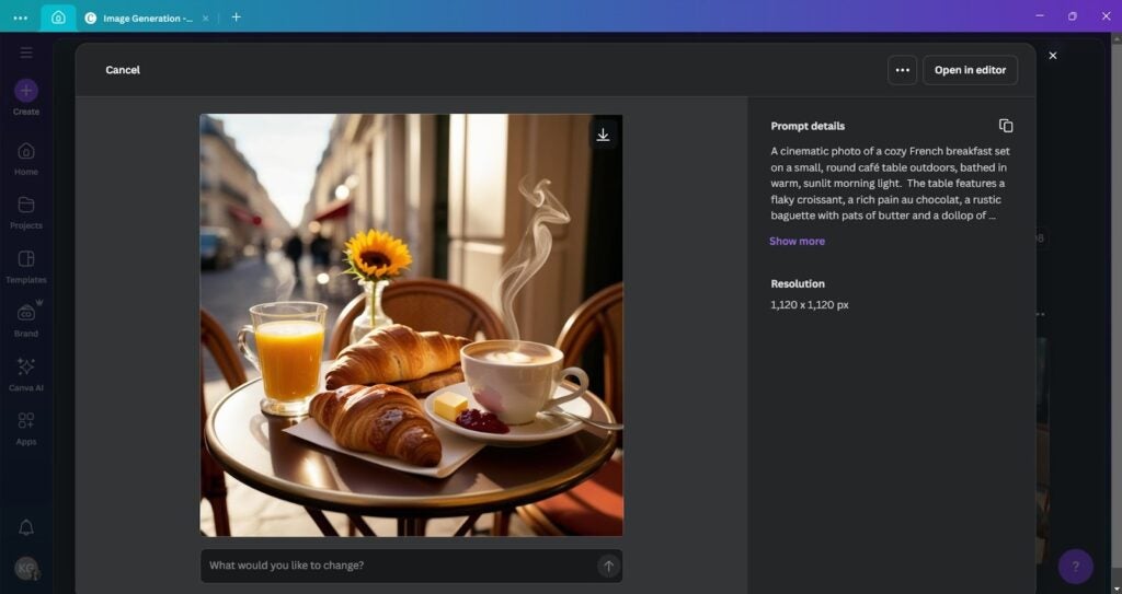 Canva workspace.