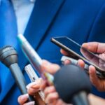Media Interview. Journalists Interviewing Politician or Businessman