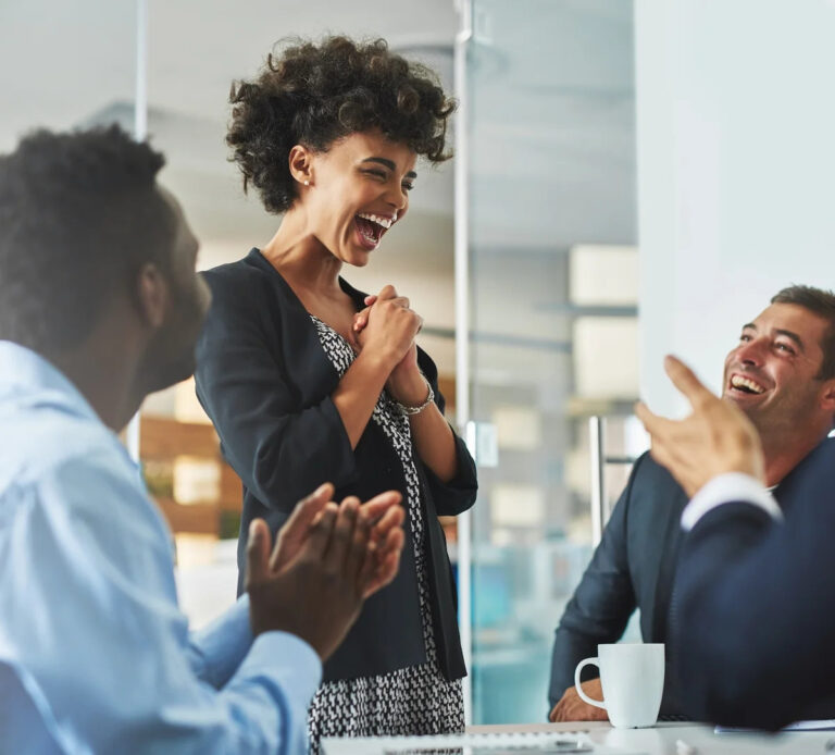 A group of employees or colleagues having fun while at work.