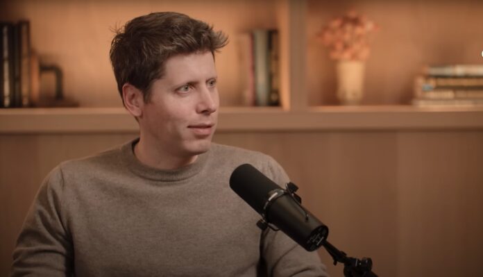 Screenshot of OpenAI CEO Sam Altman on OpenAI's podcast, episode one.