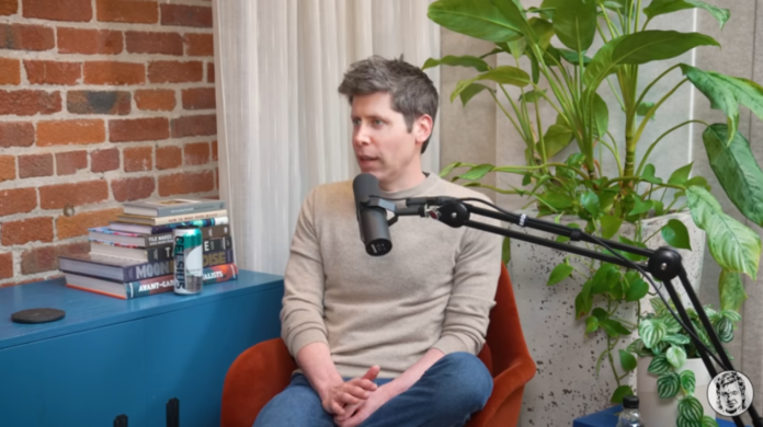 Screenshot of Sam Altman during a podcast interview with Theo Von.