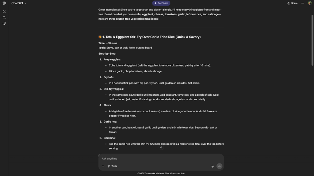 ChatGPT interface.