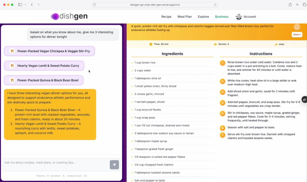 DishGen interface.