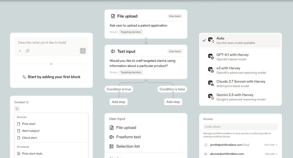 Harvey AI interface.