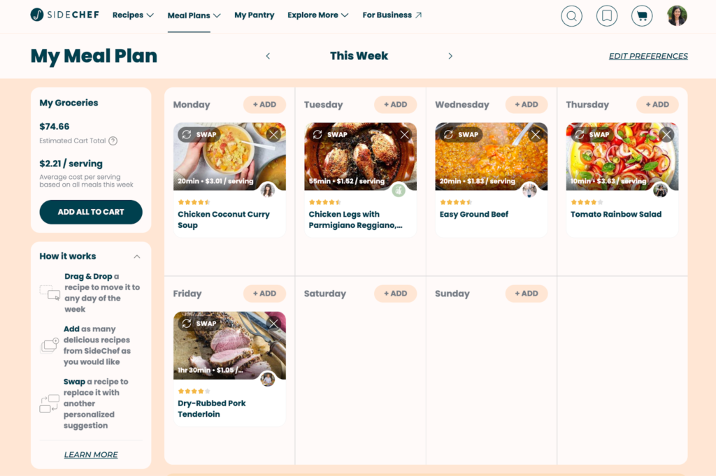 SideChef interface.