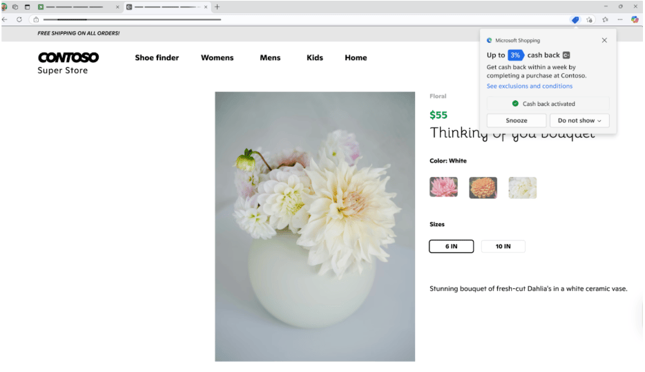 Microsoft CoPilot shopping page