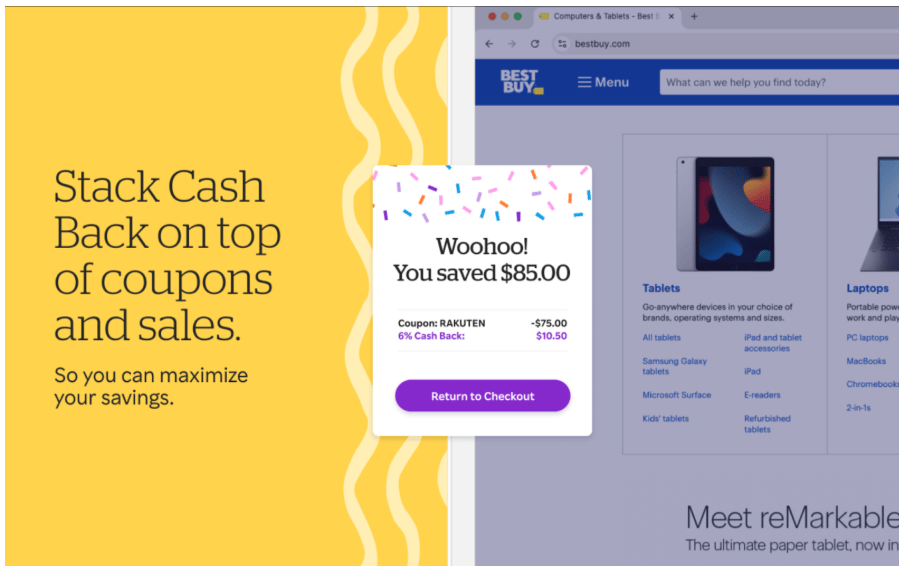 Rakuten cashback button