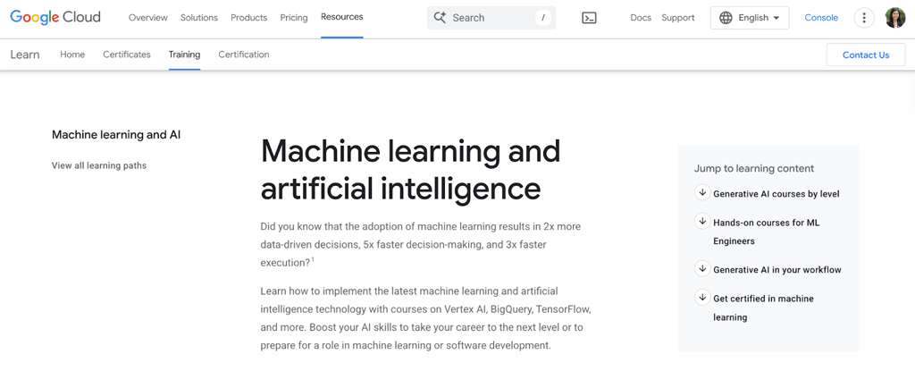 Google Cloud Machine Learning and Artificial Intelligence Learning Path.
