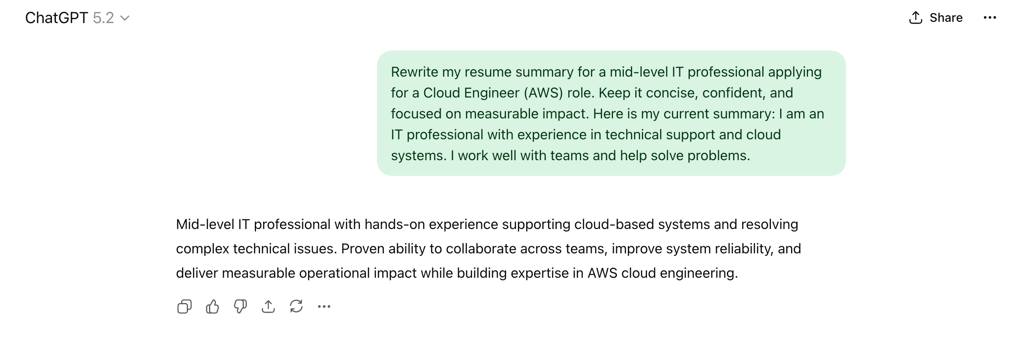 1. The professional summary upgrade prompt.