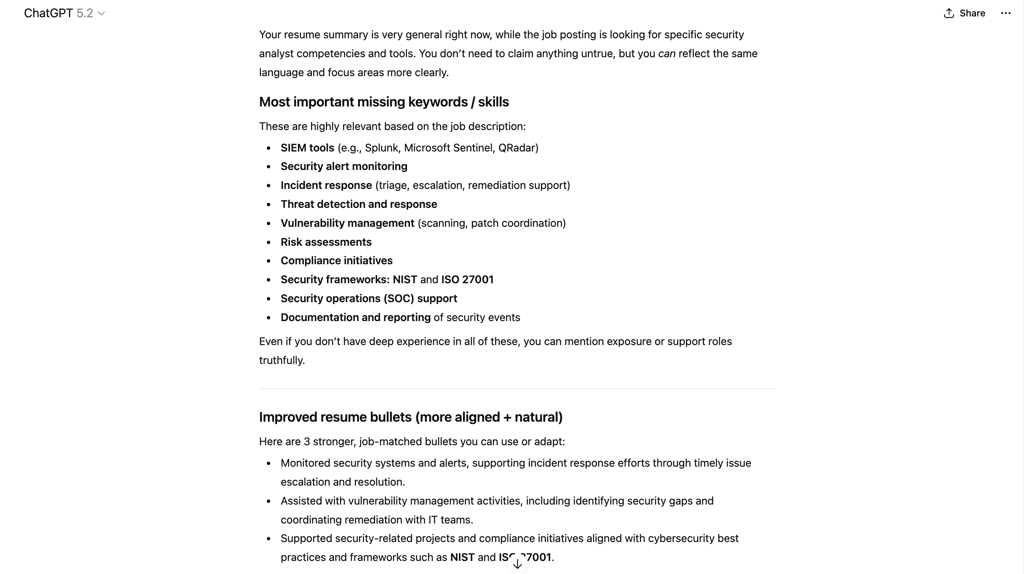 The ATS keyword alignment prompt.